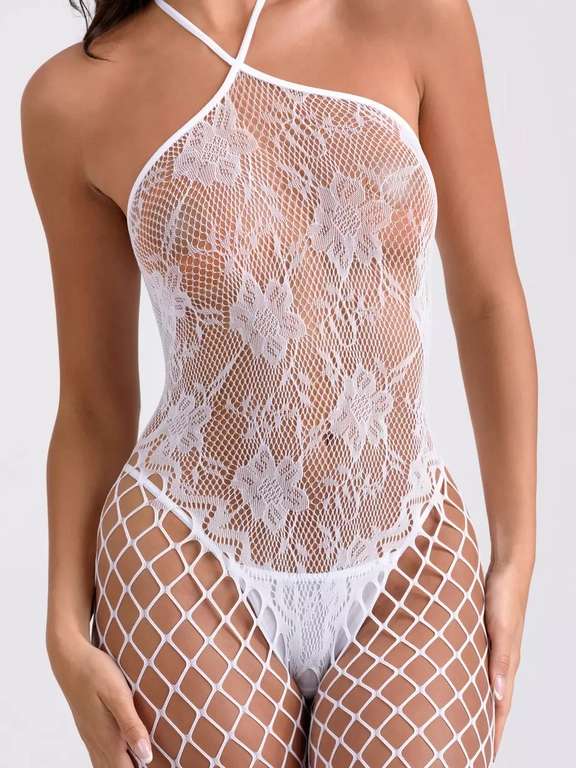Kinky Fishnet Bodystocking Lingerie Love Honey Lace Bust Underwear