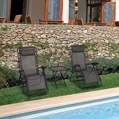 Folding Zero Gravity Chairs Sun Lounger Table Set - £59.99 - Sold and Fulfilled by MHSTAR @ Amazon