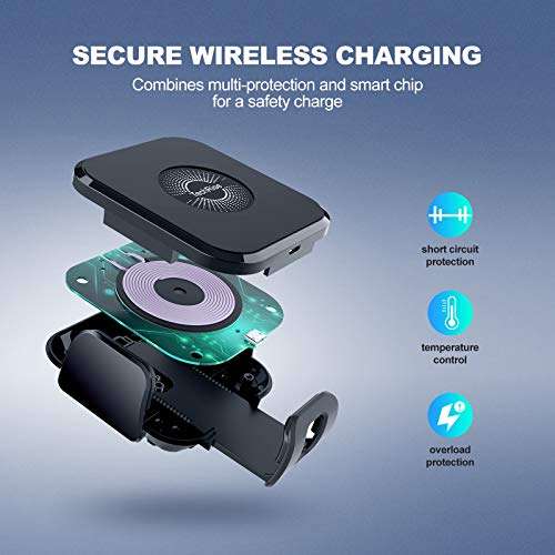 Wireless Car Charger, TechRise 10W Wireless Charger Phone Holder 2 in 1 Qi Fast Wireless Charging - £6.49 with code @ Yourvanhot / Amazon