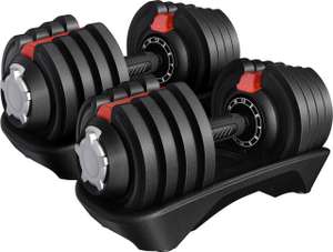 Adjustable Dumbbells Pair 18KGx2/24KGx2 Set 12 In 1 with Safety Locking Mechanism. With Apple voucher. Sold by yaheetech UK