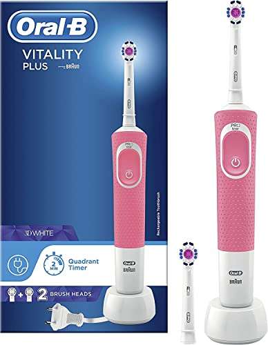 Oral-B Vitality Plus Electric Toothbrush, 1 Handle, 2 3D White Toothbrush Heads, 1 Mode with 2D Cleaning, 2 Pin UK Plug - £20 @ Amazon