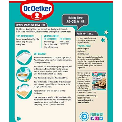 Dr. Oetker Lemon Drizzle Traybake Kit 375 g, 4 Count £7.73 / £7.34 via sub and save + 10% first order voucher @ Amazon