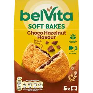 Belvita Soft Bakes Filled Chocolate Hazelnut Biscuits, 250 g (pack of 5) Cereal Bar (£1.50 - £1.58 with applied voucher & S&S)