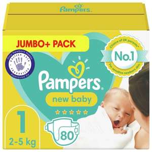 Pampers New Baby Nappies Size 1, 2kg-5kg, Jumbo+ Pack - 80 per pack