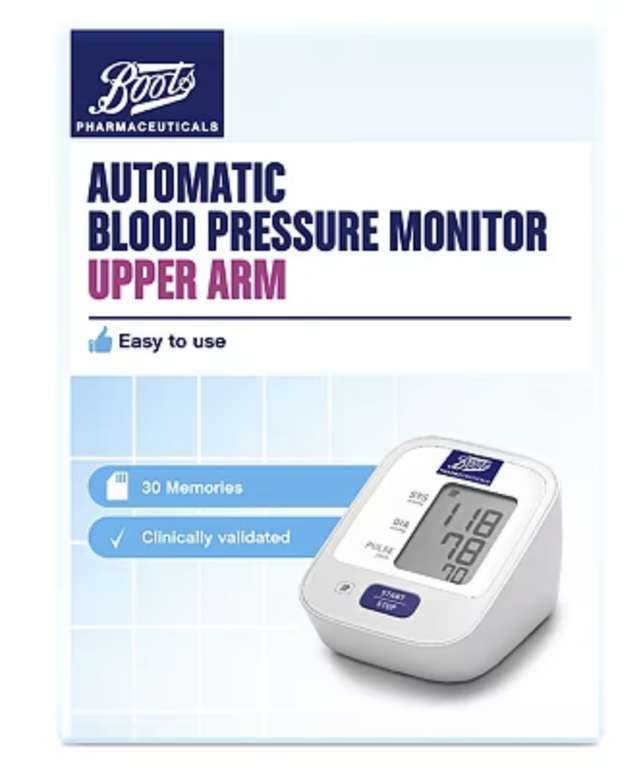 Boots Pharmaceuticals Blood Pressure Monitor (£1.50 Click & Collect) (Possible 10% off for Advantage Card Holders & Students)