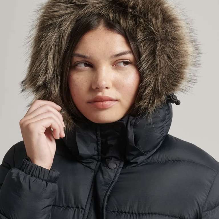 Superdry Womens Faux Fur Hooded Longline Puffer Coat - w/Code, Sold By ...
