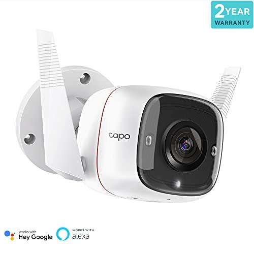 TP-Link Tapo Outdoor Security Camera, Weatherproof, 3MP Ultra-High Definition, 2-way Audio, SD Storage, (TC65) - New Version