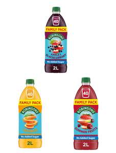 Robinsons No Added Sugar Apple & Blackcurrant/Orange/Summer Fruits Squash 2L