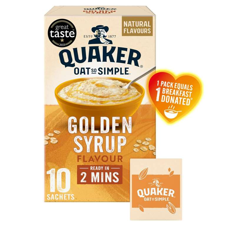 Quaker Oat So Simple Golden Syrup Porridge Sachets 10 Pack (Nectar Price)