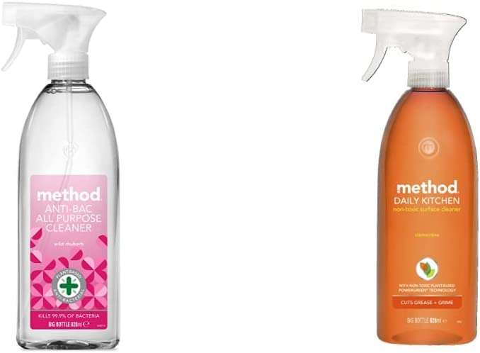 Method Anti-Bac All Purpose Cleaner Wild Rhubarb + Kitchen Cleaner Clementine 828ml - £3 @ Amazon