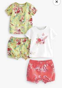 Next 100% cotton Photographic Floral 4 Pack Baby T-Shirts & Shorts Set £5 - £6 upto 2 years free click and collect @ Next