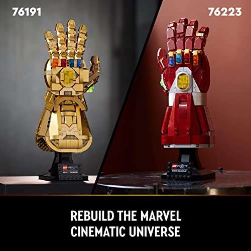 LEGO 76223 Marvel Nano Gauntlet, Iron Man Model with Infinity Stones