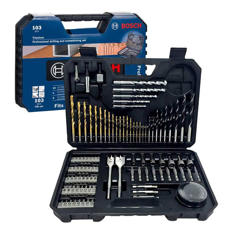 Bosch 103 pcs Mixed Screwdriver and Drill Bit Titanium Accessory Set