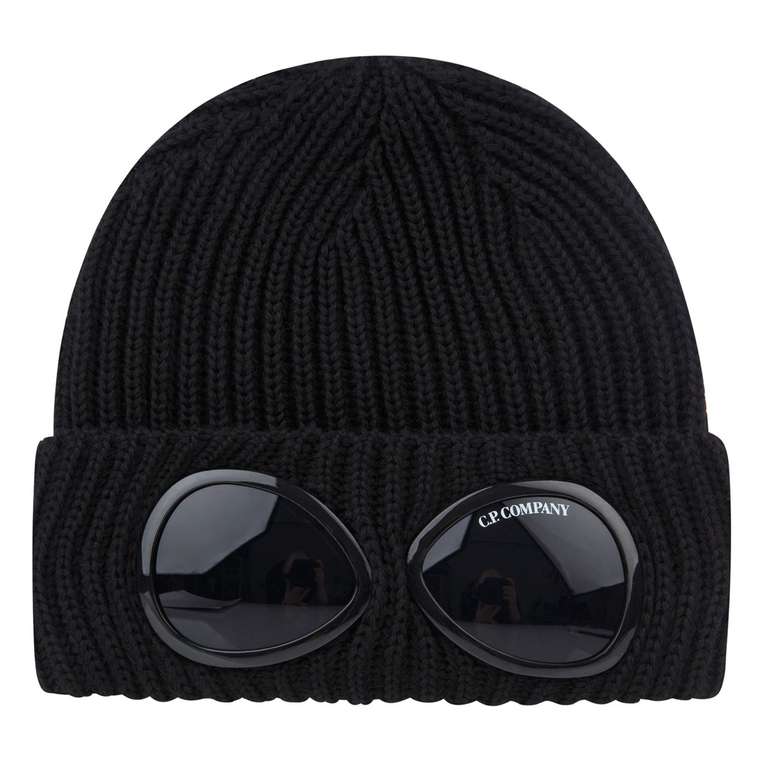 C.P. Company Black Extra-Fine Merino Wool Goggle Beanie