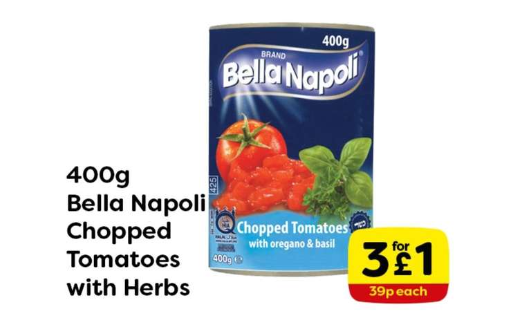400g Bella Napoli Chopped Tomatoes with Herbs | 3 for £1