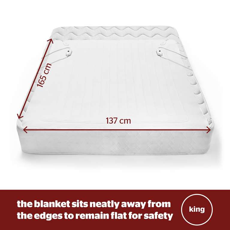 Silentnight Comfort Control Electric Blanket with 3 Heat Settings - King Size 137x165 cm