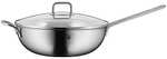 WMF Wok Pan 30 cm Glass Lid 18/10 Stainless Steel Induction Suitable Stir Fry (UK Mainland) - Home of Brands