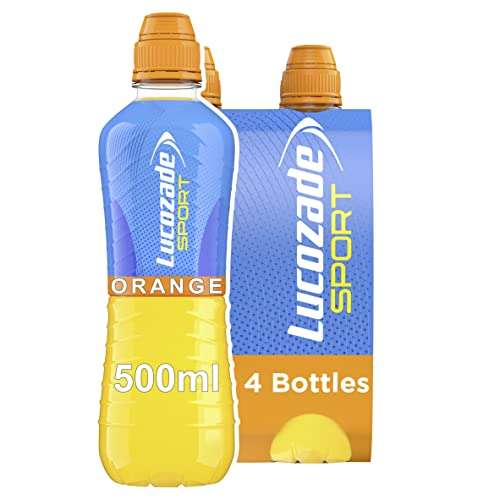 Lucozade Sport Energy Drink, Orange Flavour, Isotonic, with Electrolytes and B Vitamins, 4 Pack, 500ml Bottles £2.14 @ Amazon
