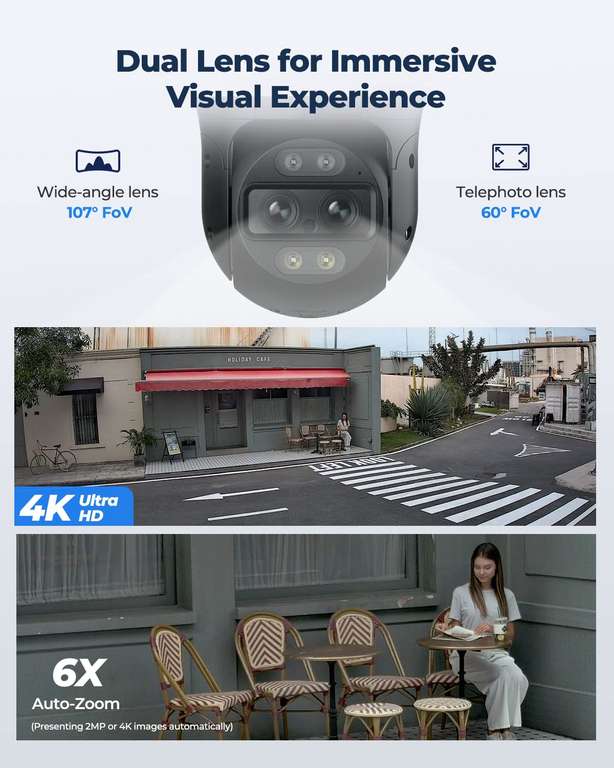 Dual Security Camera Reolink TrackMix POE 4K PTZ Dual-Lens PoE Security Camera Outdoor with ...