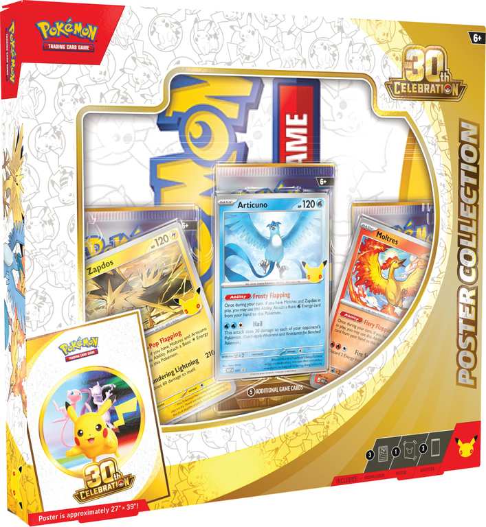 Pokémon TCG: 30th Celebration Poster Collection (3 Promo Cards, 1 Poster & 3 Boosters) - Invite Only