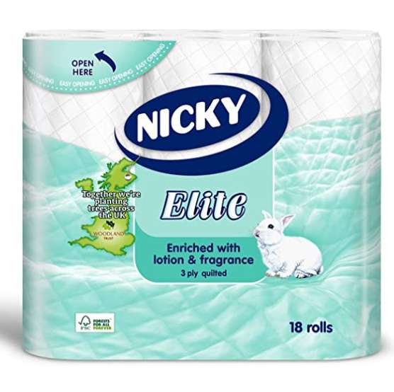 Nicky Elite - 3 ply Toilet Paper 18 pack just £5.49 - Home Bargains Selby, North Yorkshire