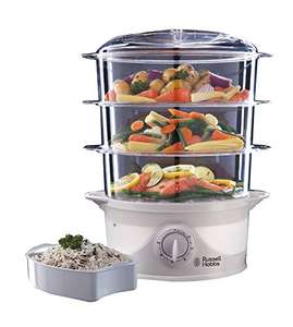 Russell Hobbs 21140 3-Tier Food Steamer, 800 W, 9 Litre, White - £24 @ Amazon