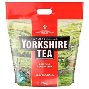 Yorkshire Tea Bags 3.25 Kg (1040 tea bags) £26.89 plus 15% off first Subscribe & Save (potentially £18.83 with normal 15% S&S) @ Amazon