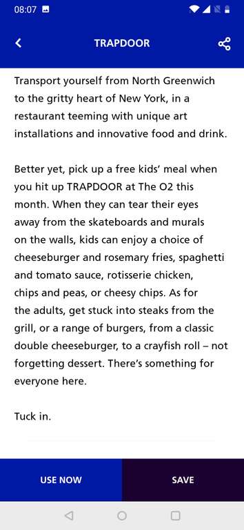 Free Kids Meal at Trapdoor, The O2 Greenwich via O2 Priority
