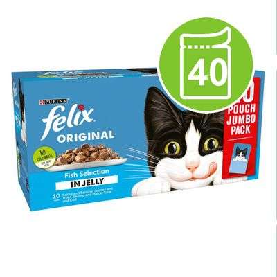 Felix Original x 40 - Meat or Fish in Jelly (free delivery over £39)