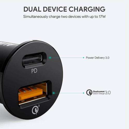 AUKEY CC-Y11 Expedition Duo PD 21W Dual-Port PD Car Charger £5.65 Delivered @ My Memory