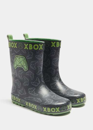 Kids Black Xbox Rubber Wellies (Younger 10-Older 4) - Size 1 + 99P C&C