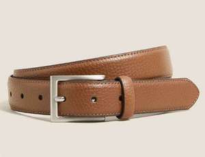 M&S Collection Textured Leather Slim Belt (Tan) - £9.50 (Free Click & Collect) @ Marks & Spencer