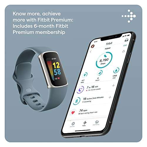 Fitbit Charge 5 Activity Tracker with 6-months Premium Membership Included, up to 7 days battery life