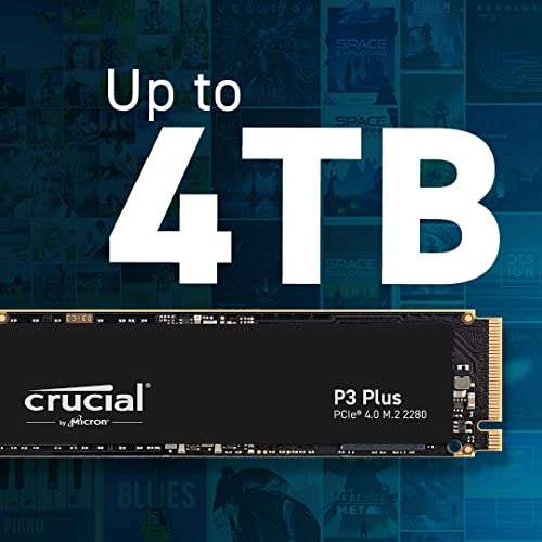 2TB - Crucial P3 Plus M.2 PCIe Gen4 NVMe Internal SSD - Up to 5000/4200MB/s R/W - £118.99 - Sold by Amazon US @ Amazon
