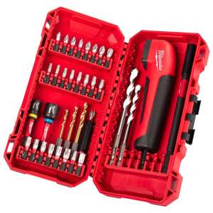 Milwaukee Shockwave Impact Duty Right Angle Drill Attachment & 35 Piece Bit Set