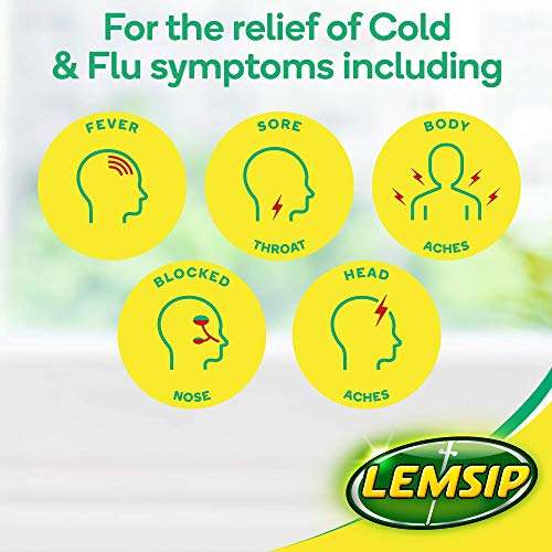 Lemsip Cold and Flu Lemon Sachets, With Paracetamol, Pack Of 10 - £1.76 @ Amazon