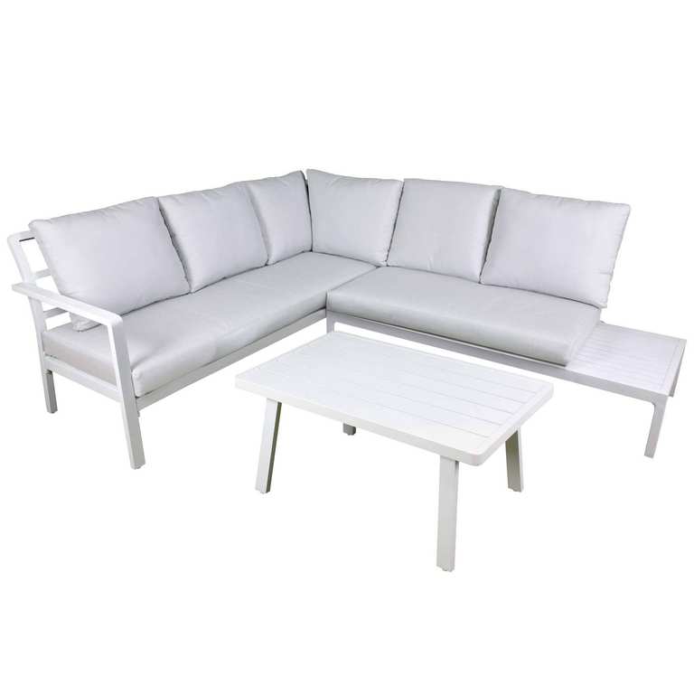 Dellonda Kyoto 3 Piece Aluminium Outdoor Corner Sofa Set, White - DG53 - Sold by Dellonda / FBA