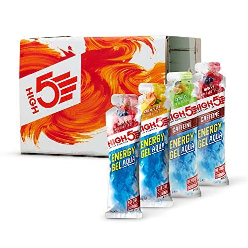 HIGH5 Energy Gel Aqua Caffeine Hit Liquid Quick Release Energy On The Go From Natural Fruit Juice (Mixed) - £9.32 S&S