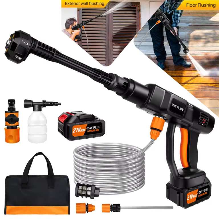 Dayplus 21V Water Gun Spray Cleaner Car Washer with 3000mAh battery with code - Zhitaozhang Tool Store