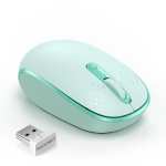 TECKNET 2.4G Silent Wireless Mouse with USB Receiver, 1600 DPI 3 Adjustment Levels Grey/Green With Code