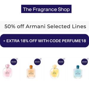 50% Off Selected Armani Fragrances + Extra 18% Off With Code + Free Click & Collect