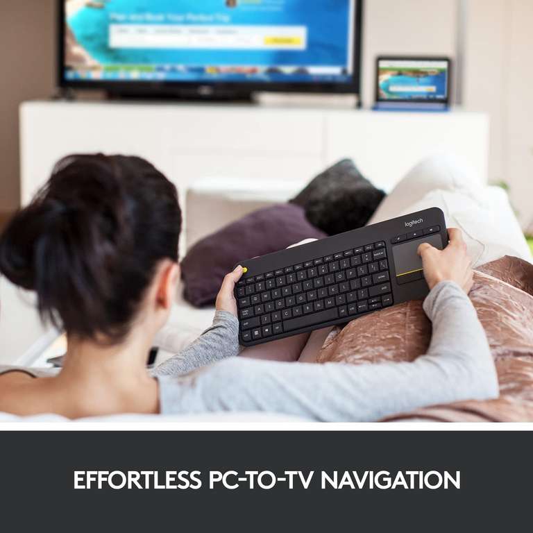 Logitech K400 Plus Wireless Touch TV Keyboard With Easy Media Control and Built-in Touchpad