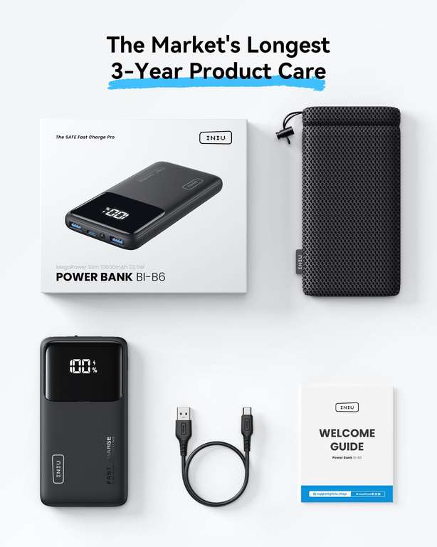 INIU 10000mAh Slimmest Fast Charging Portable Charger, 22.5W Battery Pack PD3.0 QC4.0 - (with code & voucher) Sold by Topstar Getihu FBA