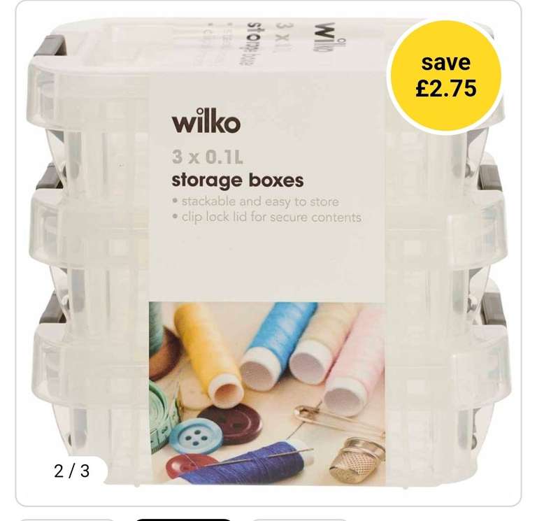 3X Wilko 100ml Storage Boxes now £1.25 with Free Collection (Selected Stores) @ Wilko