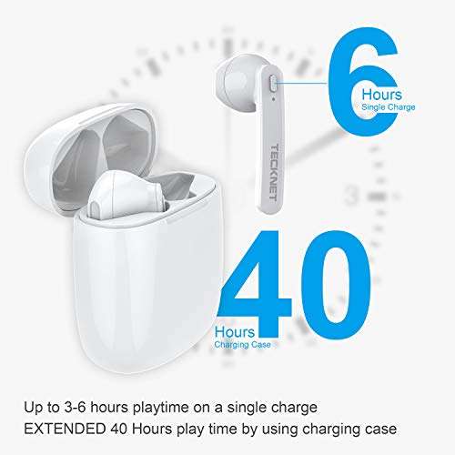 TECKNET Wireless Earbuds, True Bluetooth 5.0 Headphones Headset With 4 Microphones and Noise Reduction - £7.99 @ Tecknet / Amazon