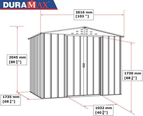 Duramax Shed 8 x 6 Metal Garden Storage Galvanized Steel £282.60 @ Amazon