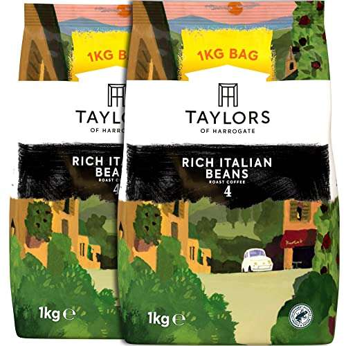Taylors of Harrogate Rich Italian Coffee Beans, 1kg (Pack of 2) - £21 / £18.90 Subscribe & Save + 10% voucher on 1st S&S @ Amazon