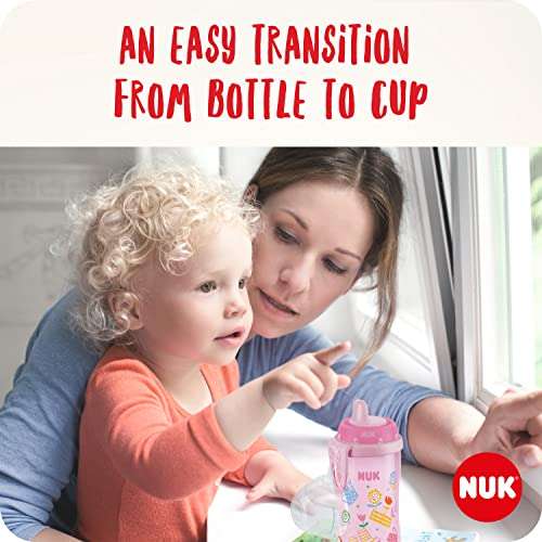 NUK Kiddy Cup Toddler Cup | 12+ Months | 300 ml | Leak-Proof Toughened Spout | Clip & Protective Cap | BPA-Free | Pink £4.53 at Amazon