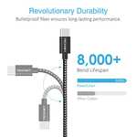 TeckNet USB C Cable, 60W 20V Nylon Braided High Speed Power Delivery Type C [2-Pack/1M+2M] USB C to USB A - £4.49 @ Amazon / Tecknet