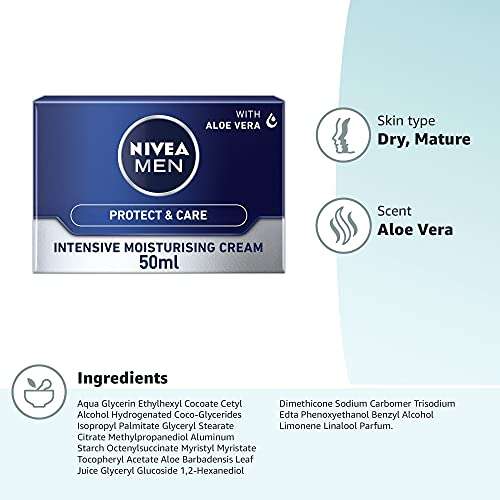 3 x NIVEA MEN Protect & Care Intensive Moisturising Face Cream 50ml - £11.10 (£9.99/£9.44 + 10% Off Voucher 1st Subsribe & Save) @ Amazon